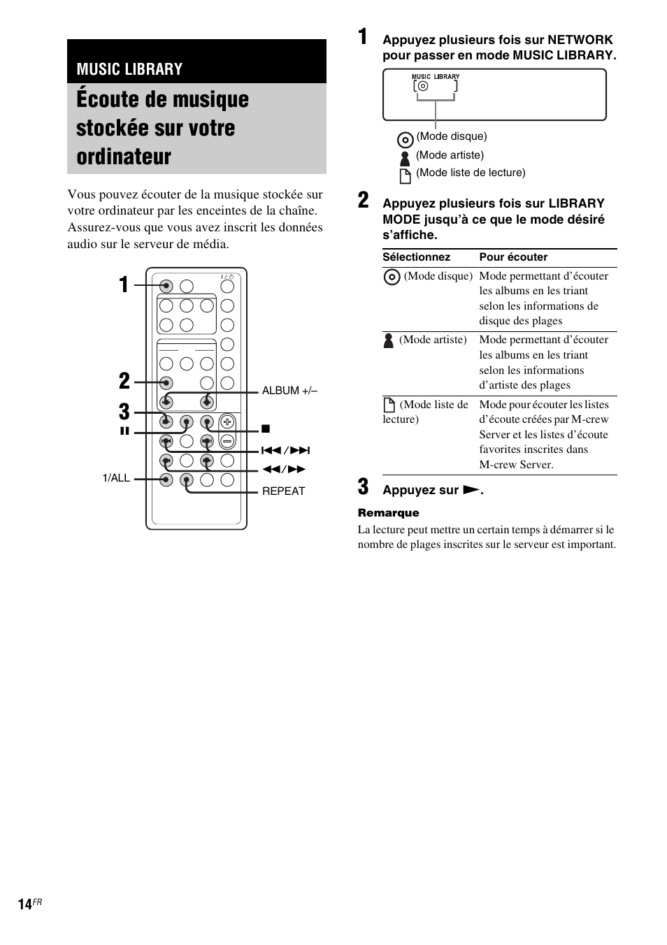 Music library, Écoute de musique stockée sur votre ordinateur, Écoute de musique stockée sur votre | Ordinateur | Sony NAS-CZ1 User Manual | Page 51 / 435