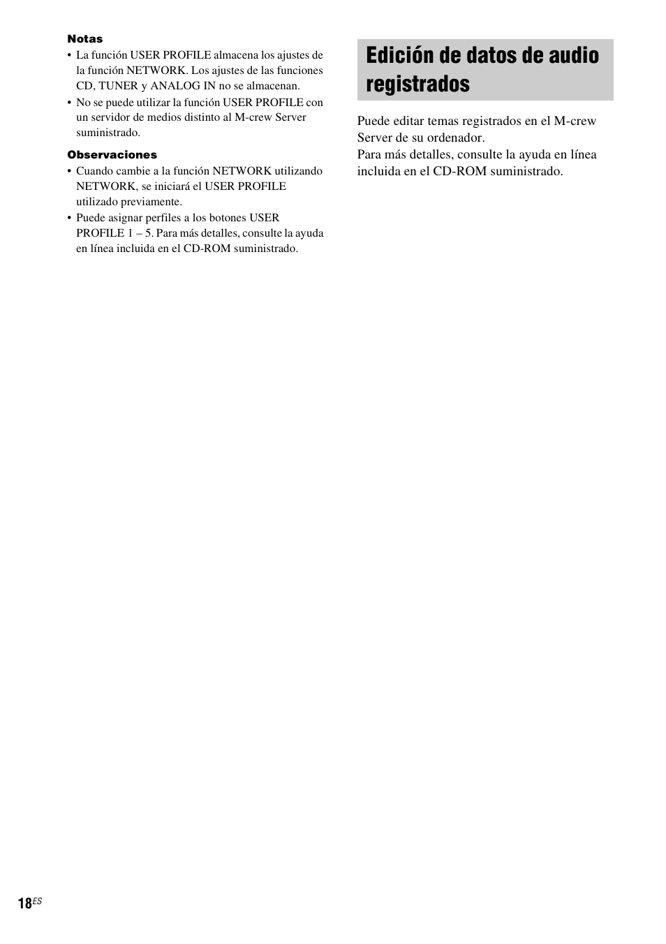 Edición de datos de audio registrados | Sony NAS-CZ1 User Manual | Page 94 / 435