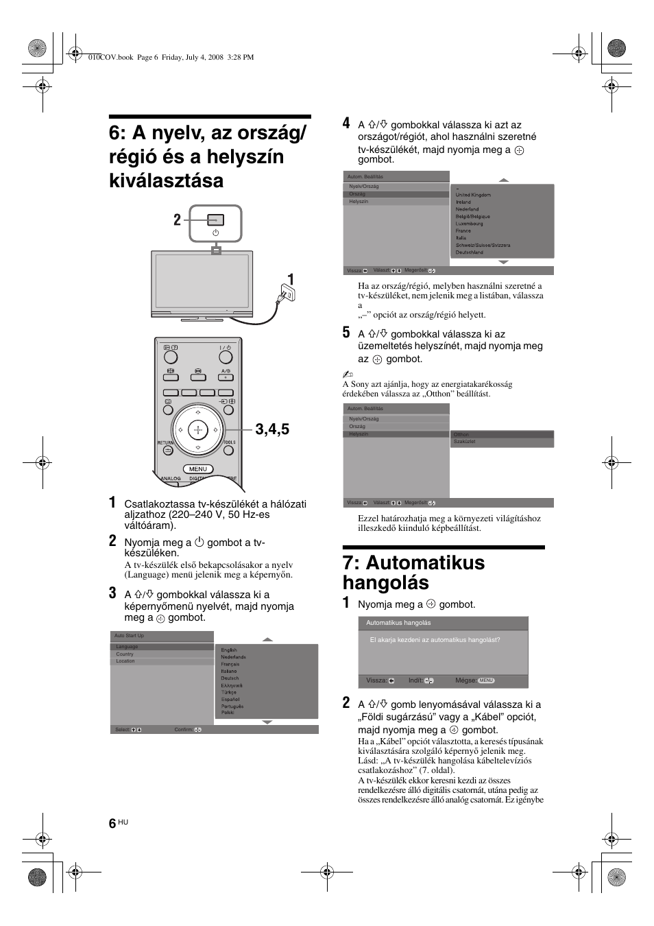 Automatikus hangolás | Sony KDL-32V4000 User Manual | Page 156 / 181