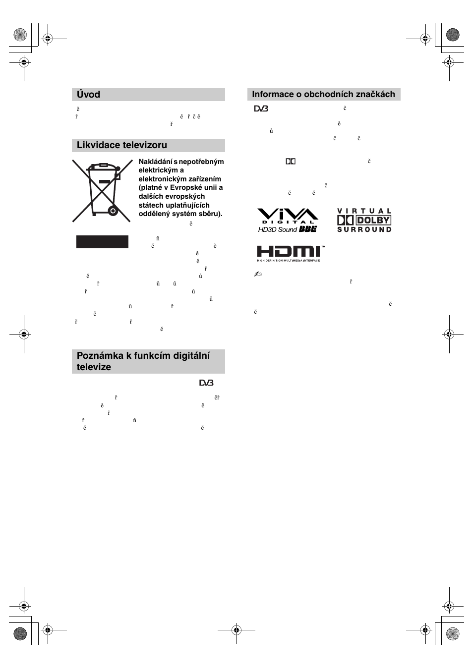 Informace o obchodních značkách | Sony KDL-32S2820 User Manual | Page 98 / 193