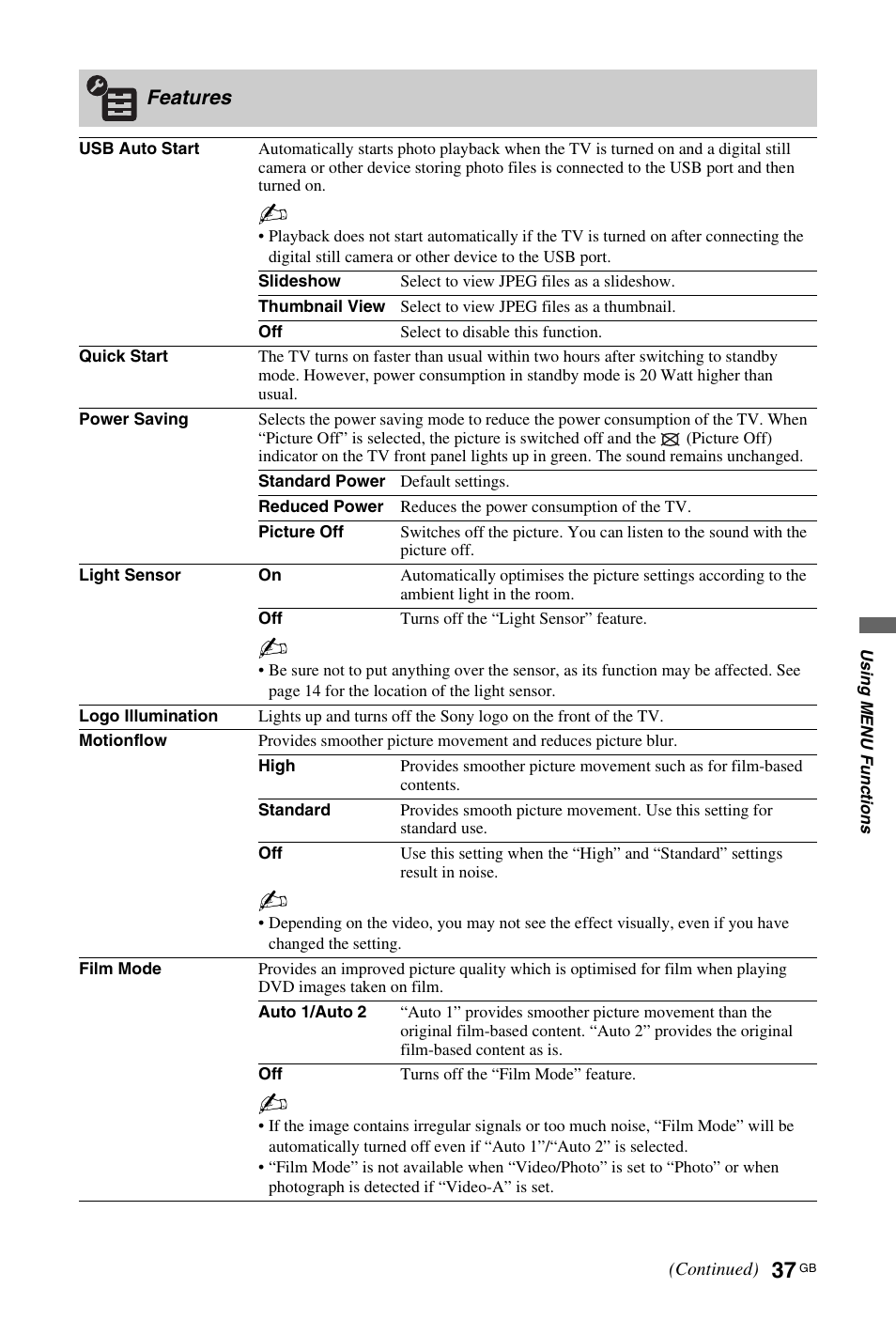Sony KDL-40W4710 User Manual | Page 37 / 179