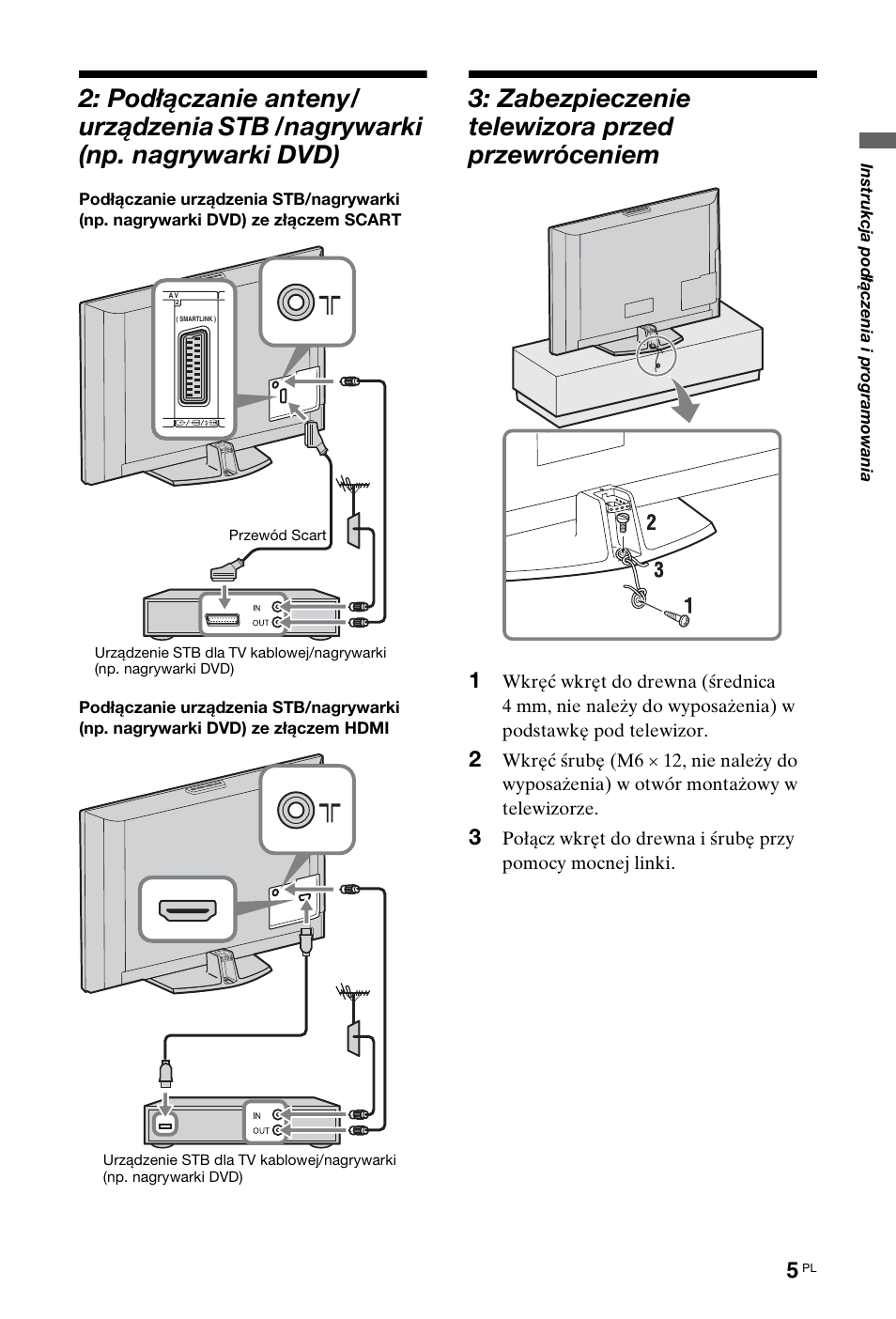 Zabezpieczenie telewizora przed przewróceniem | Sony KDL-40W4710 User Manual | Page 57 / 179