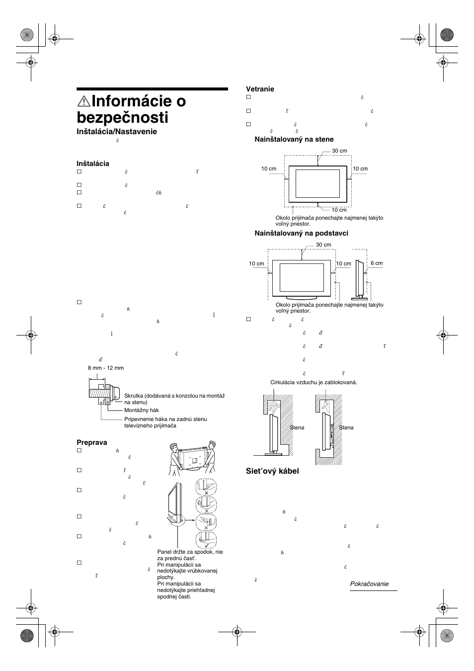 Informácie o bezpečnosti | Sony KDL-32V4500 User Manual | Page 153 / 215