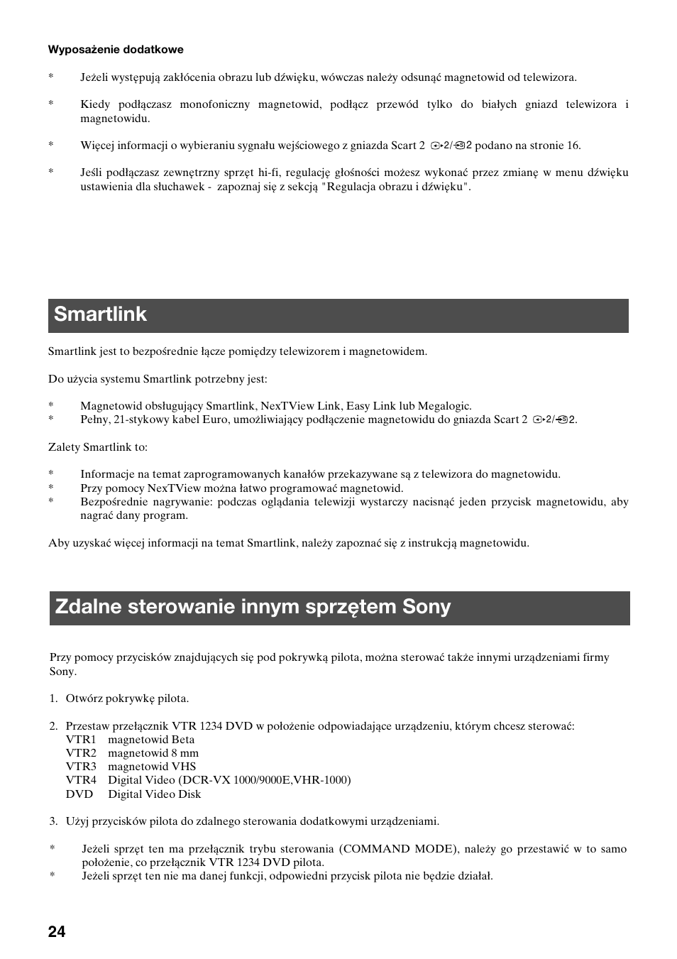 Smartlink, Zdalne sterowanie innym sprzętem sony | Sony KV-36FS70K User Manual | Page 54 / 172