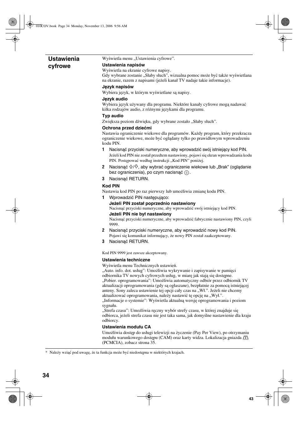 Ustawienia cyfrowe | Sony KDL-40S2510 User Manual | Page 120 / 131
