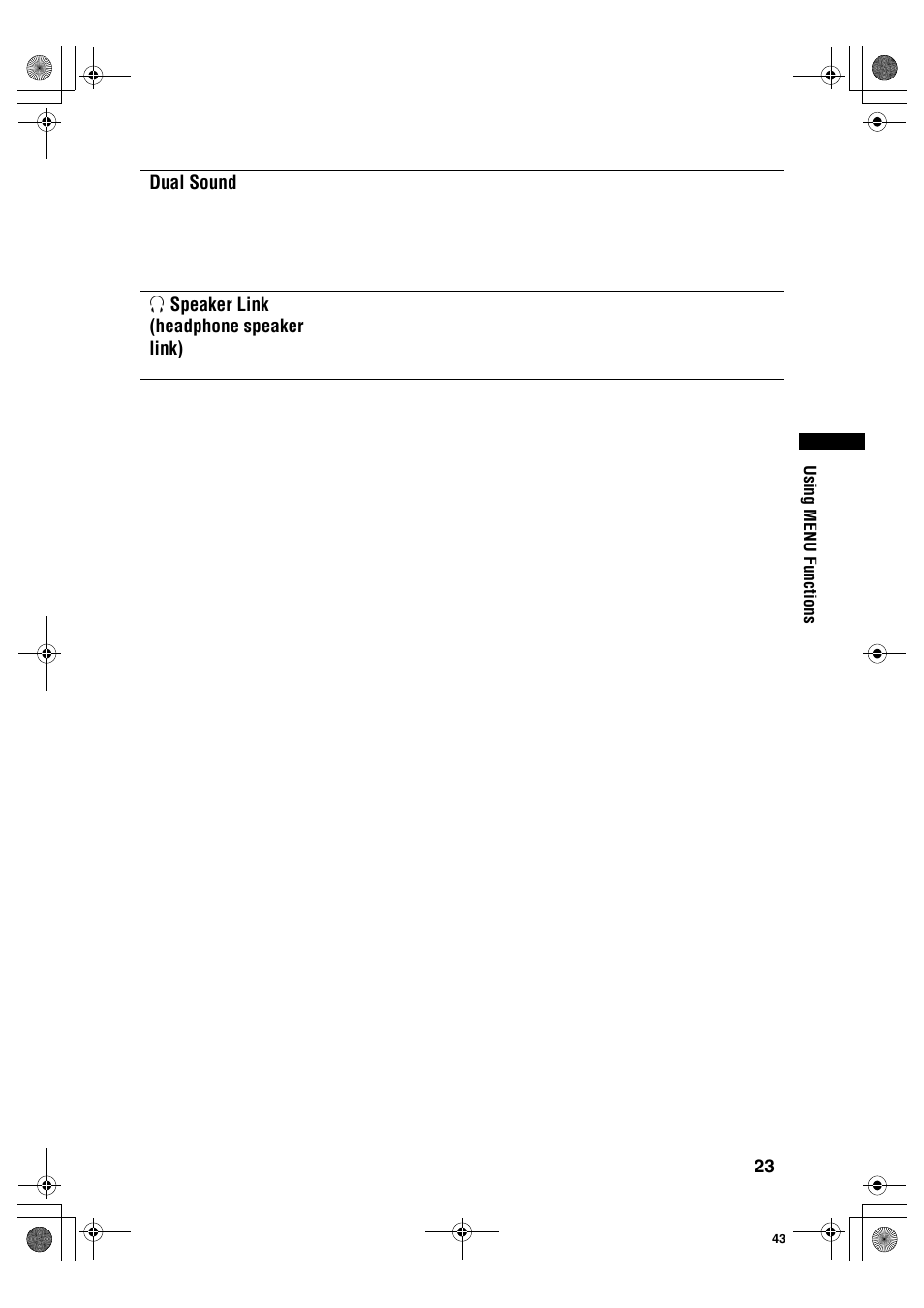 Dual sound, Ispeaker link (headphone speaker link) | Sony KDL-40S2510 User Manual | Page 23 / 131