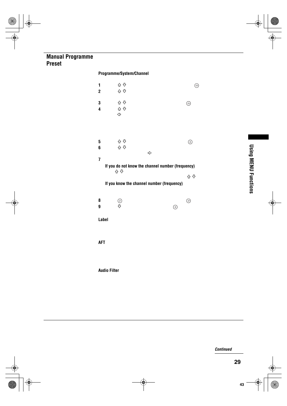 Manual programme preset | Sony KDL-40S2510 User Manual | Page 29 / 131