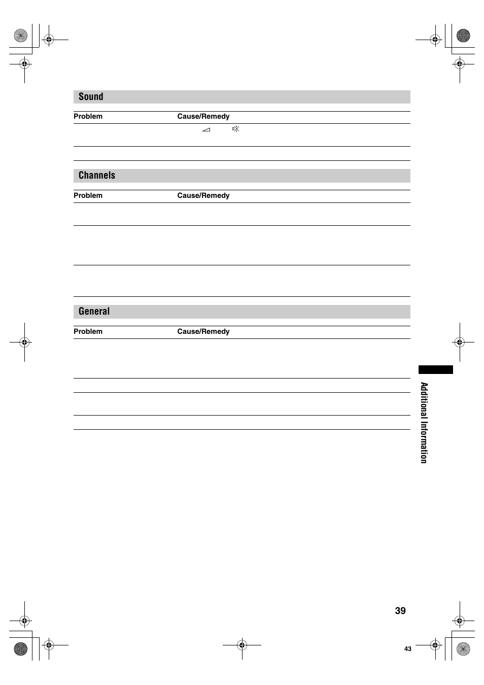 Sound, Channels, General | Sony KDL-40S2510 User Manual | Page 39 / 131