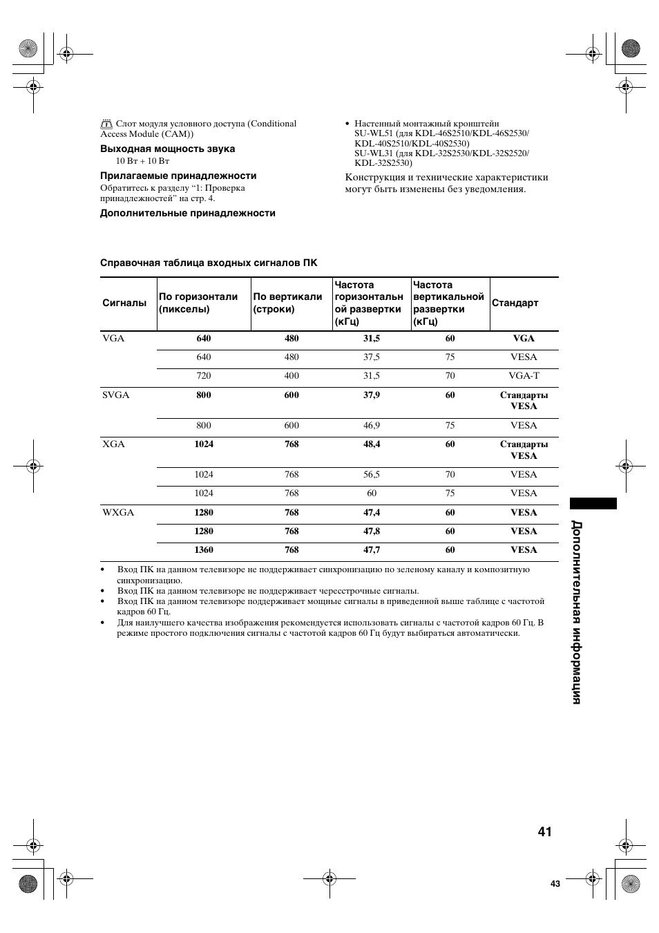 Дополнительная информация | Sony KDL-40S2510 User Manual | Page 81 / 131