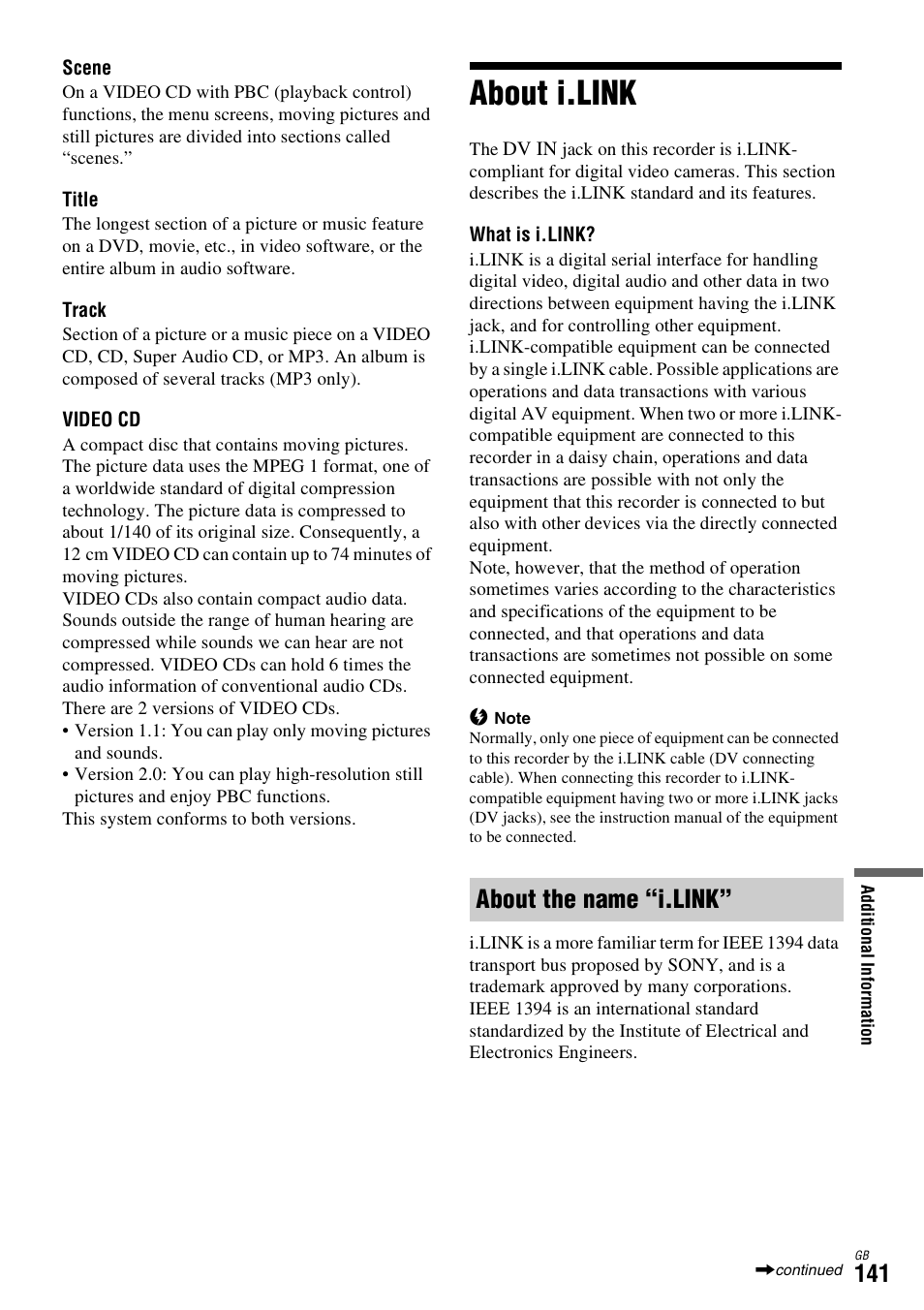 About i.link, About the name “i.link | Sony DAR-X1R User Manual | Page 141 / 623