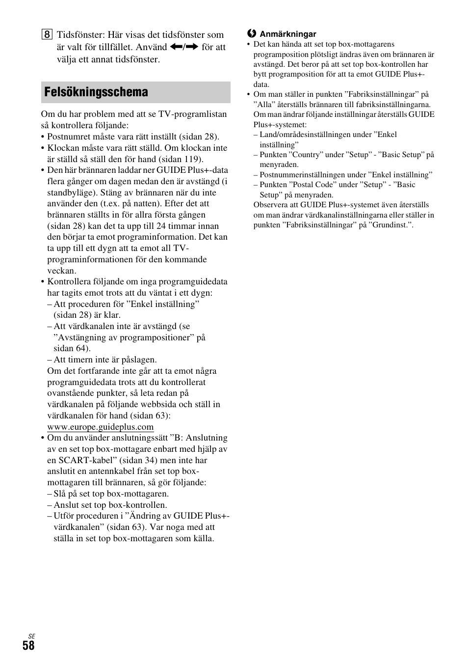 Felsökningsschema | Sony DAR-X1R User Manual | Page 364 / 623