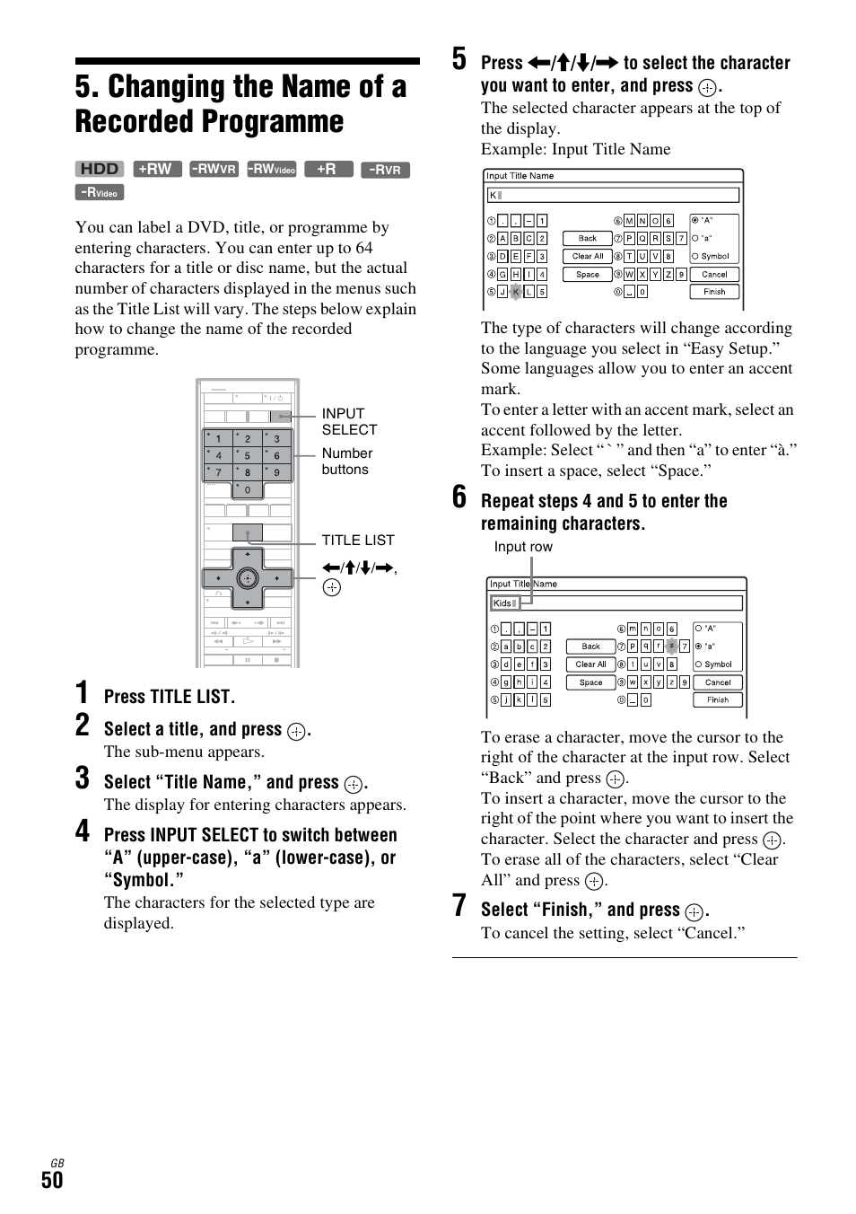 Changing the name of a recorded programme | Sony DAR-X1R User Manual | Page 50 / 623