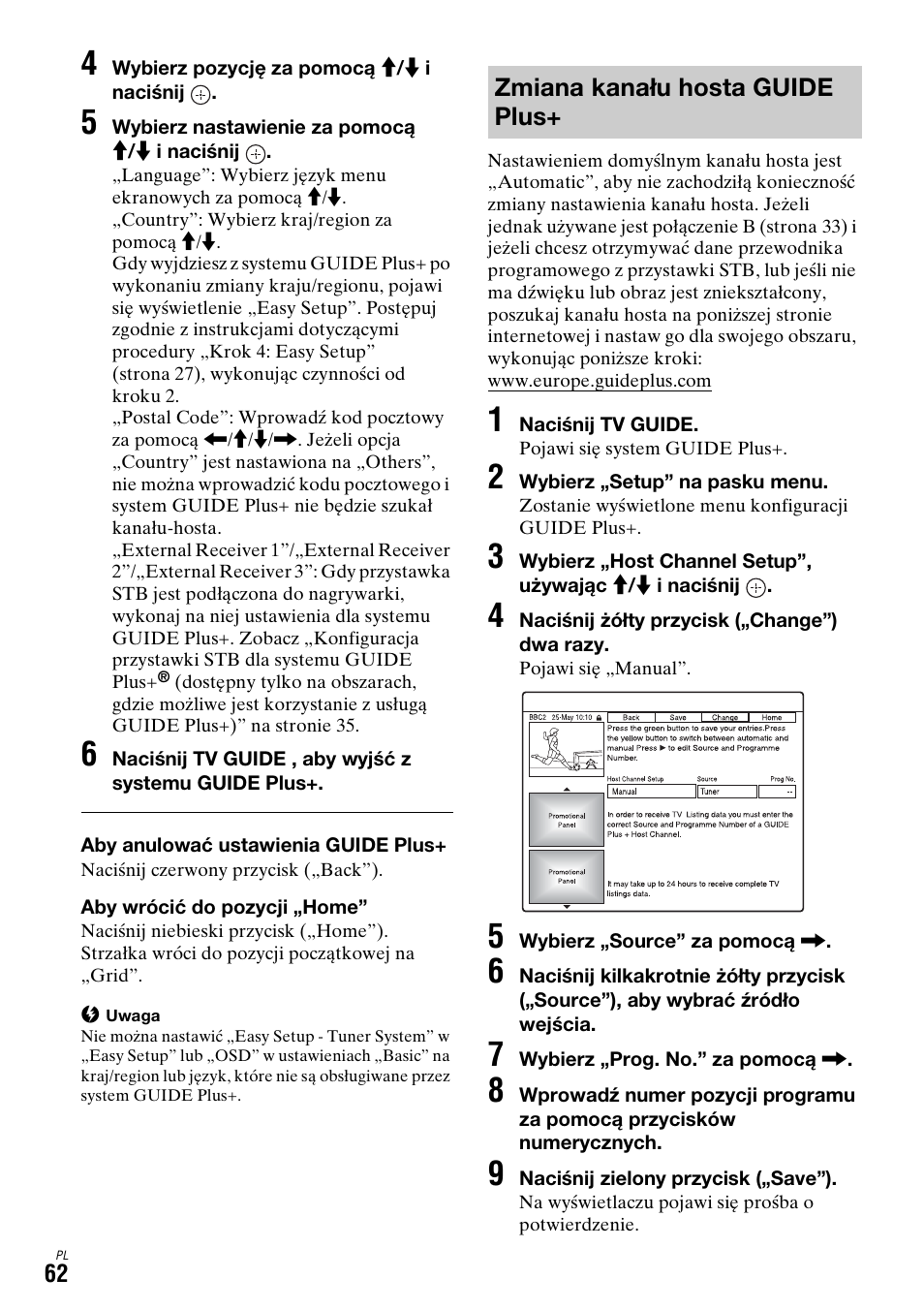 Zmiana kanału hosta guide plus, Zmiana | Sony DAR-X1R User Manual | Page 522 / 623