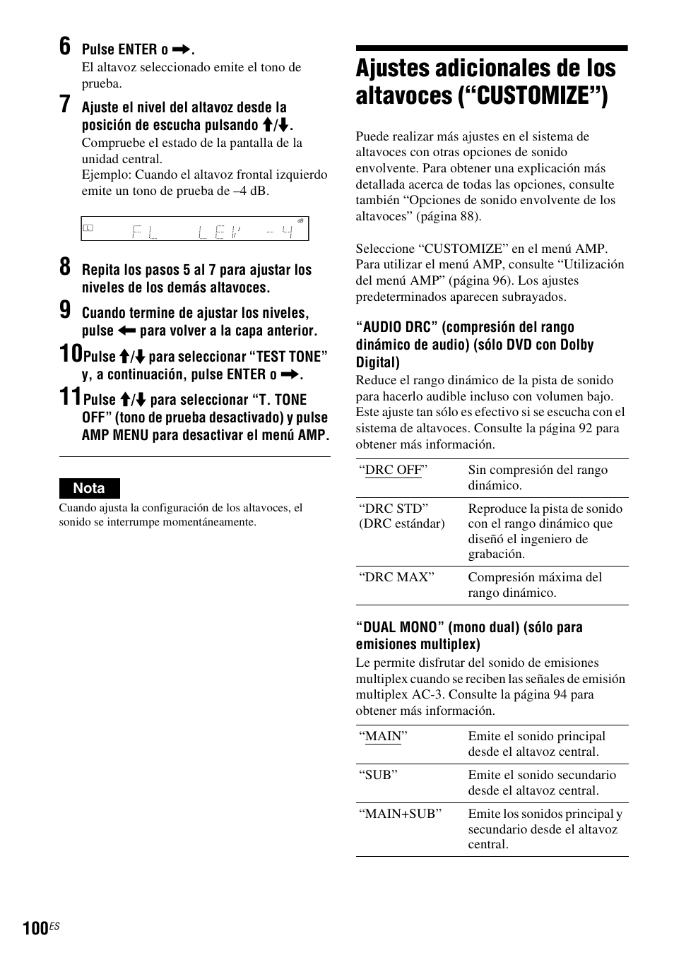 Ajustes adicionales de los altavoces (“customize”) | Sony DAR-RD100 User Manual | Page 220 / 508