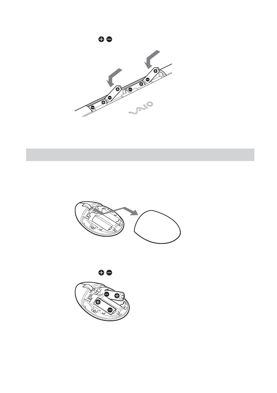 Insertion des piles dans la souris | Sony VGP-WKB1 User Manual | Page 80 / 132