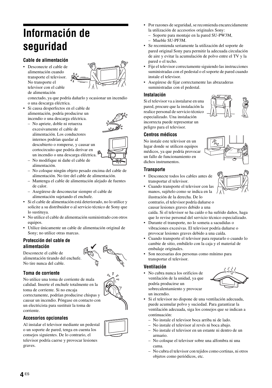 Información de seguridad | Sony KDL-W40A11E User Manual | Page 146 / 192