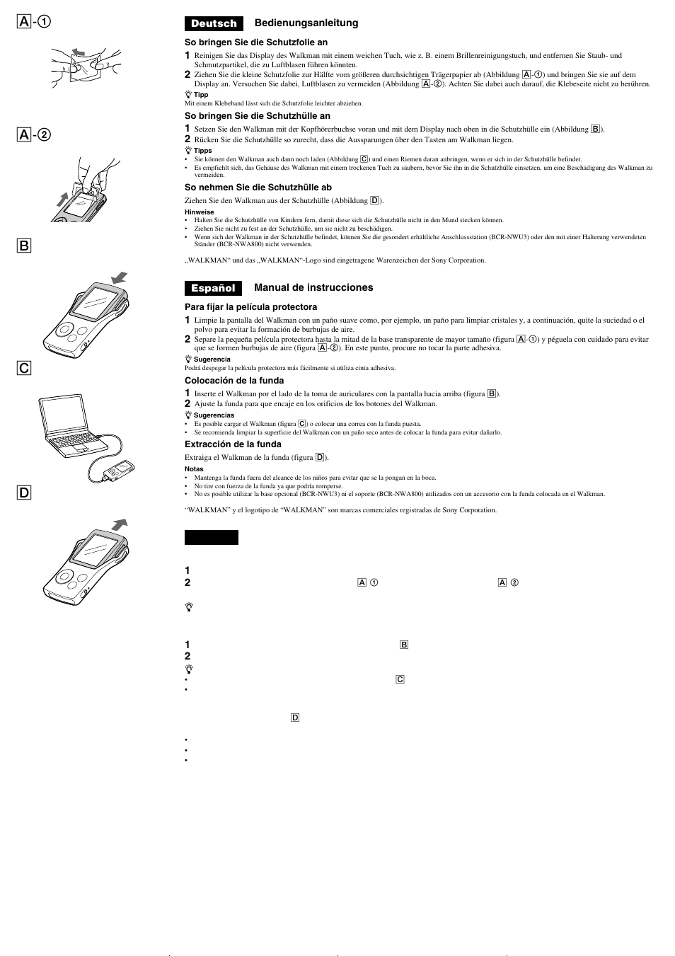A- 1 a - 2 b c d | Sony CKM-NWA800 User Manual | Page 2 / 2