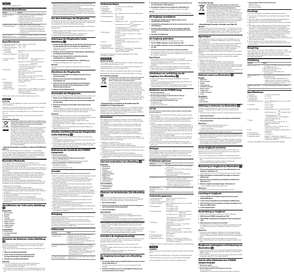 Sony HVL-RL1 User Manual | Page 2 / 2