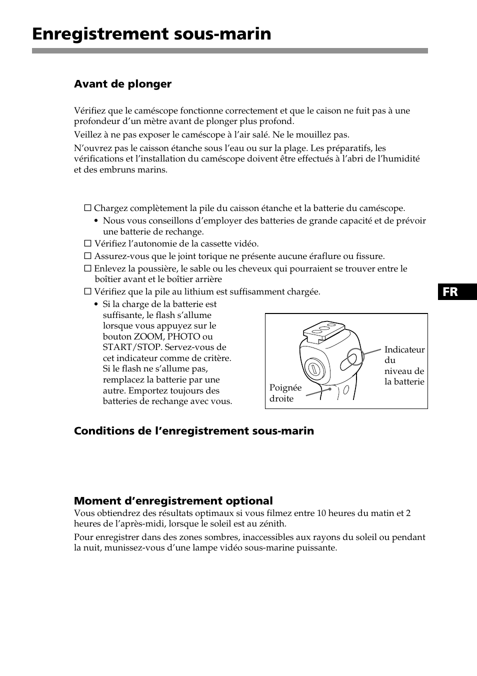 Enregistrement sous-marin | Sony MPK-DVF5M User Manual | Page 41 / 112