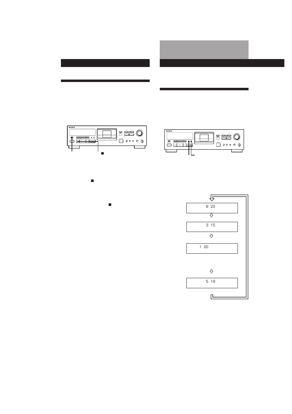 Recording using a timer (timer recording), About the display, Recording operations | Sony DTC-A6 User Manual | Page 11 / 62