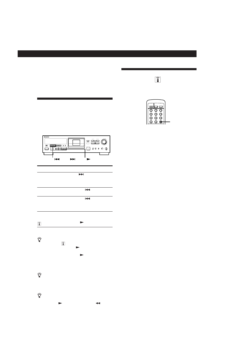 Locating a track (ams*/direct access), Playing tracks repeatedly (repeat play) z, Playback operations | Playing all tracks repeatedly, Playing a track repeatedly, If “emphasis” appears in the display | Sony DTC-A6 User Manual | Page 12 / 62