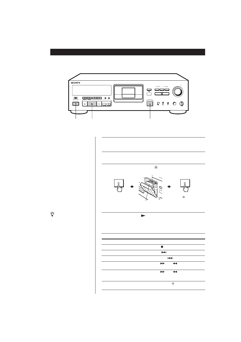 Lecture dﾕune cassette dat, Lecture d’une cassette dat, Opérations de base 8 | Appuyez sur power, Appuyez sur open/close § et insérez une cassette | Sony DTC-A6 User Manual | Page 29 / 62