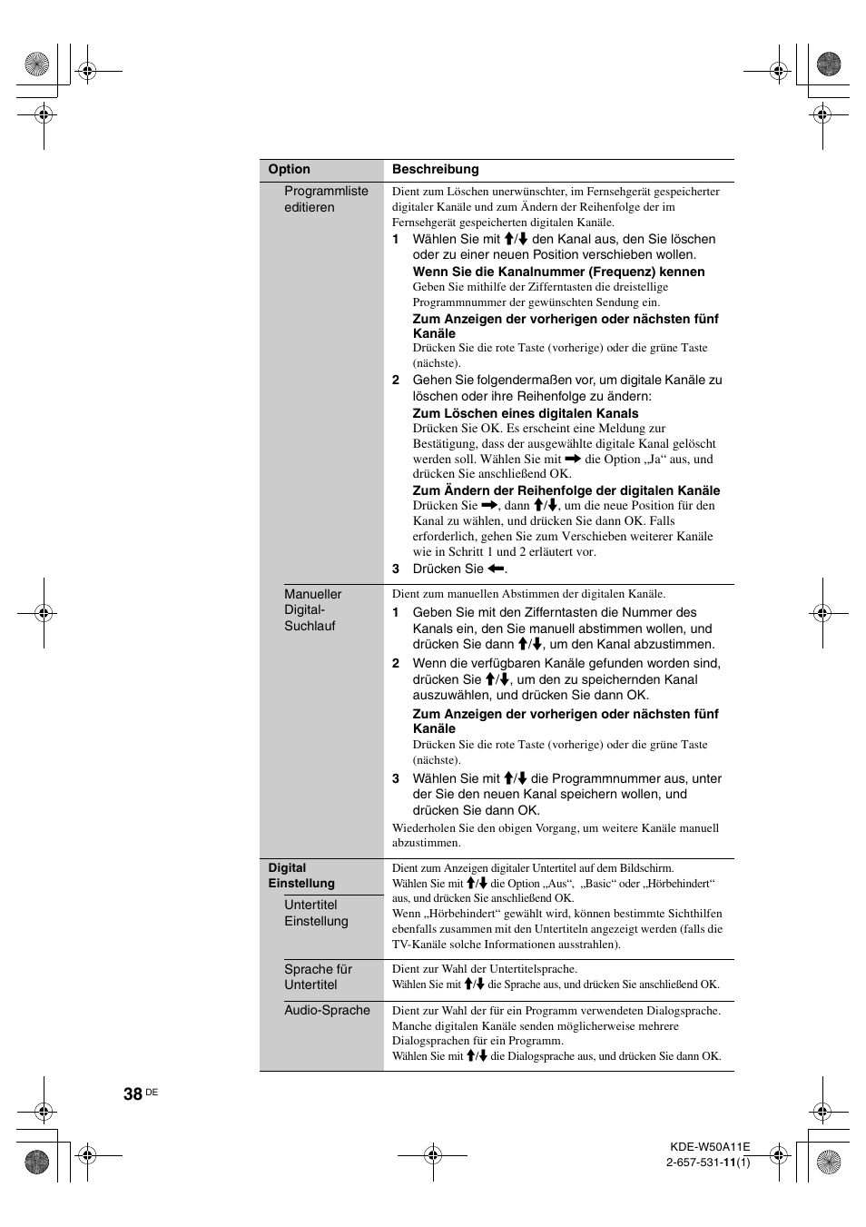Sony KDE-W50A11E User Manual | Page 132 / 194