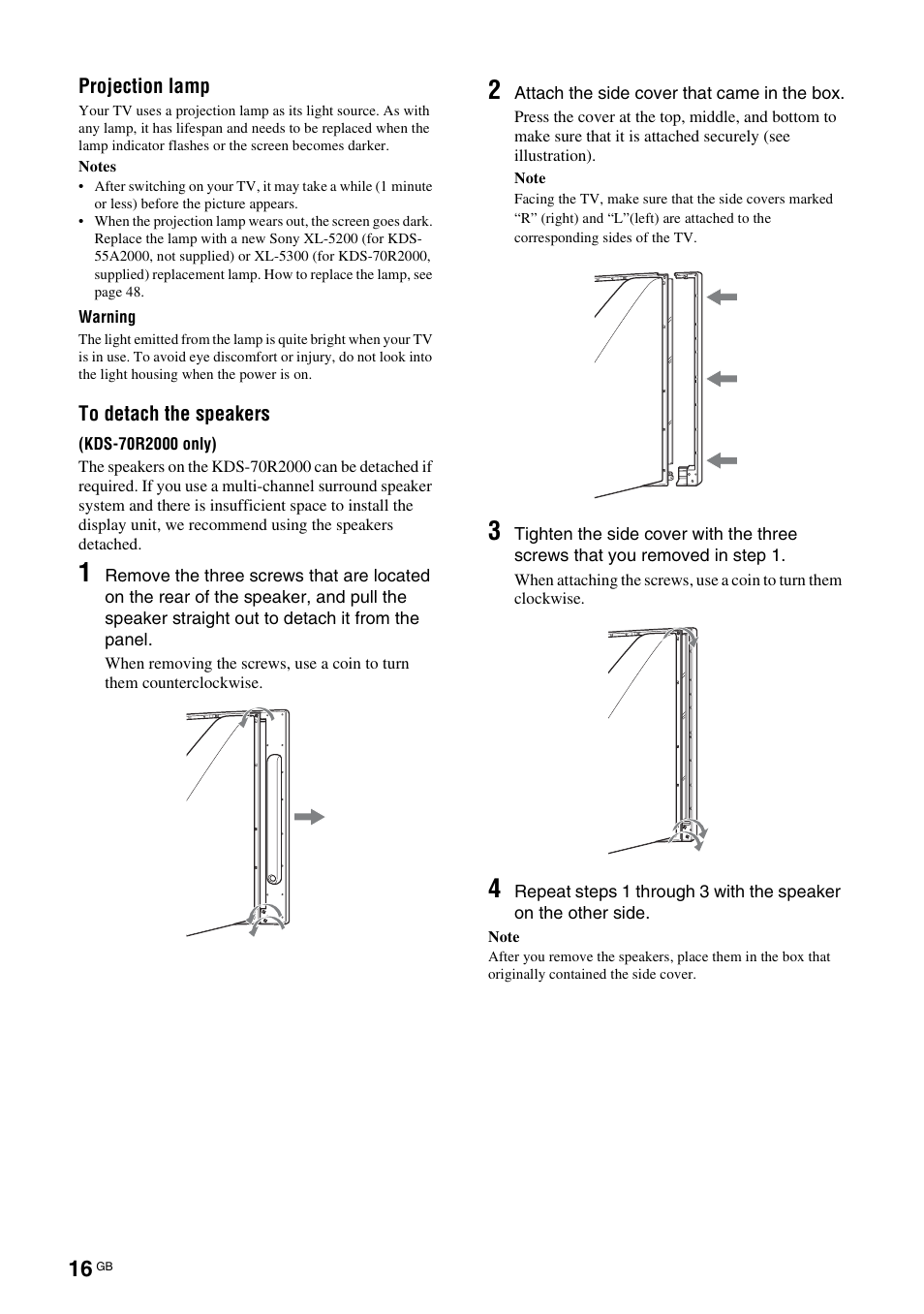 Sony KDS-70R2000 User Manual | Page 16 / 240