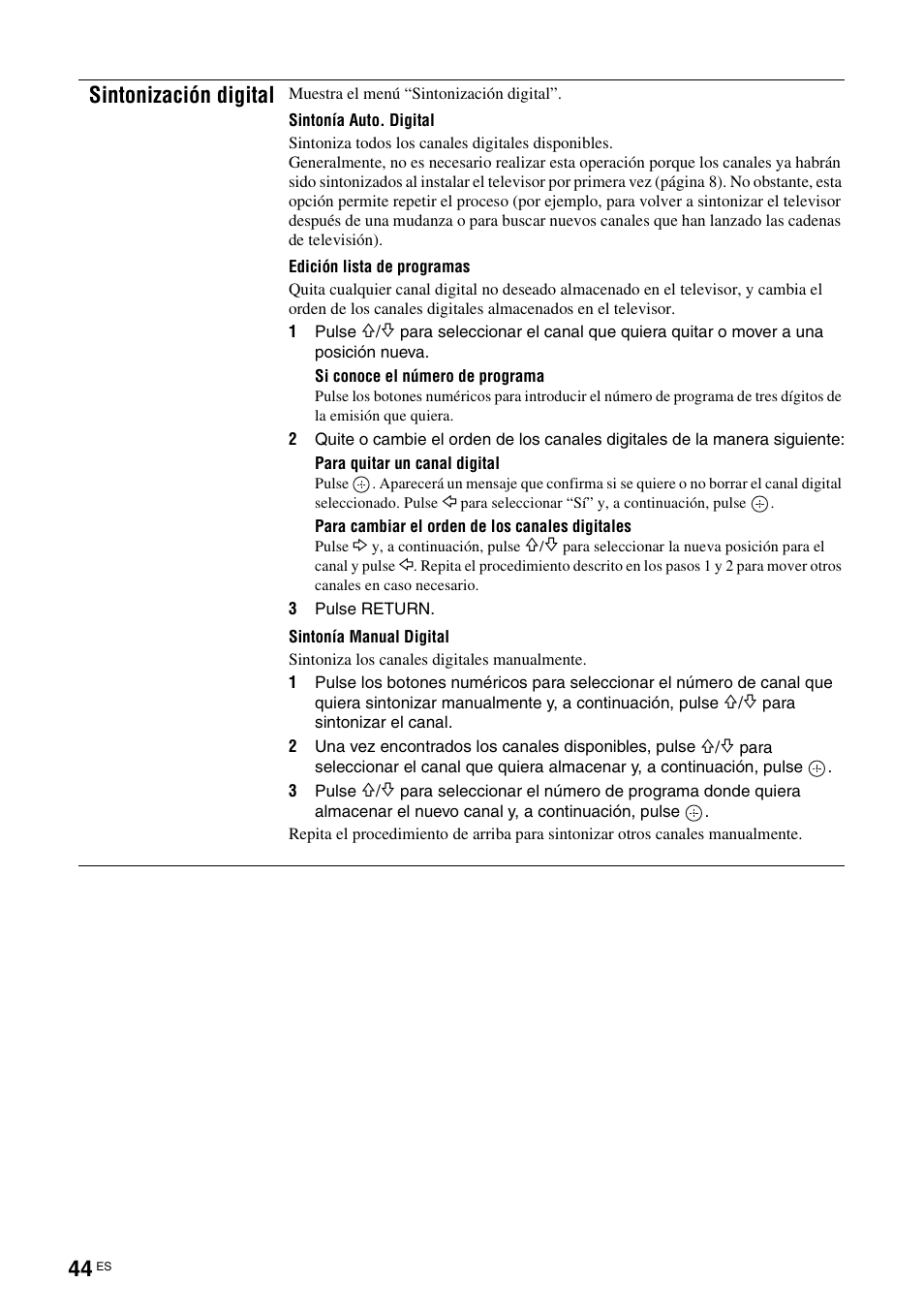 Sintonización digital | Sony KDS-70R2000 User Manual | Page 220 / 240