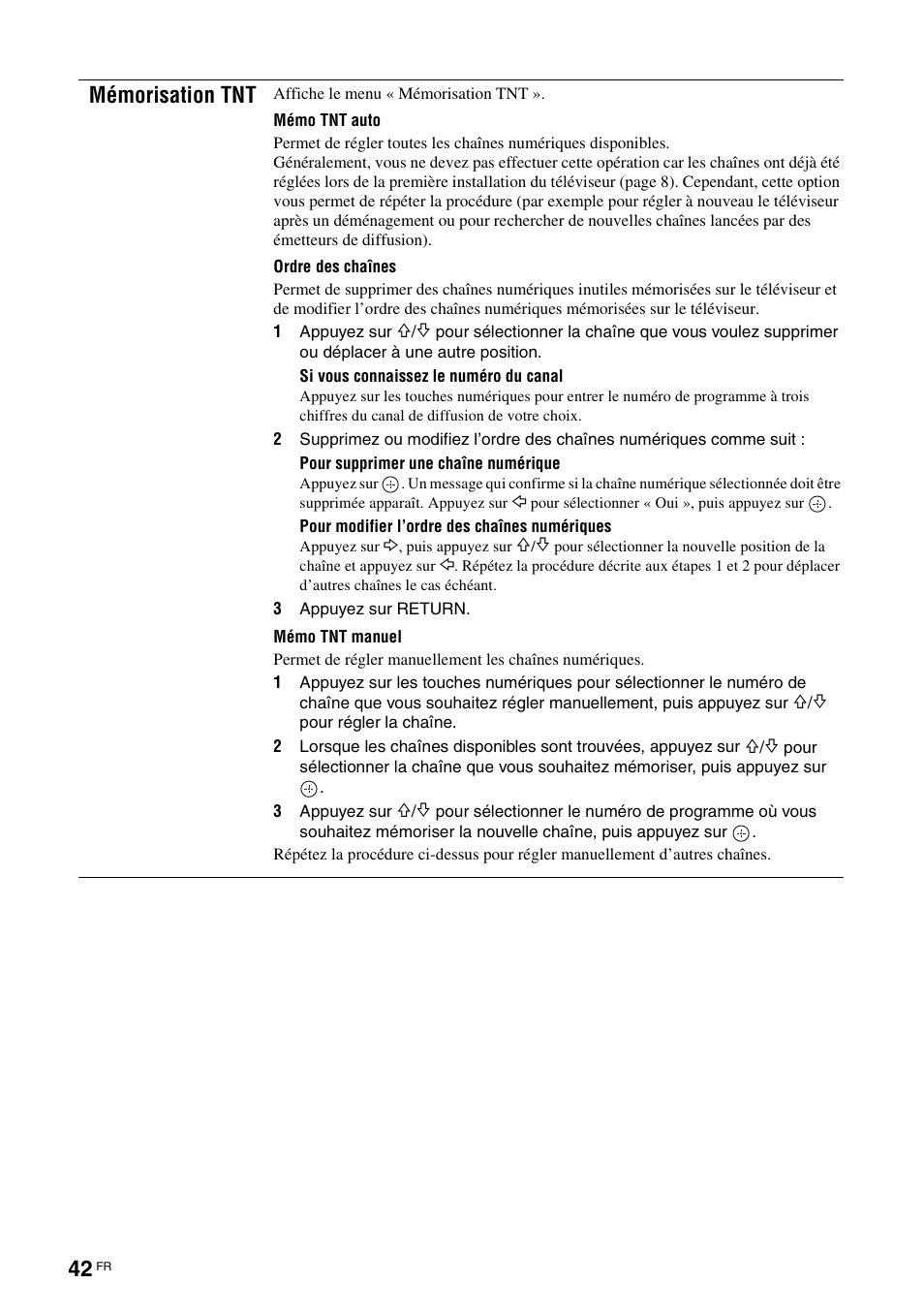 Mémorisation tnt | Sony KDS-70R2000 User Manual | Page 98 / 240