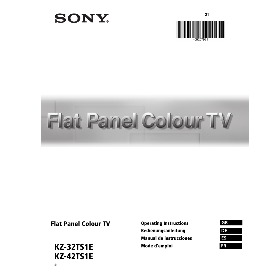 Sony KZ-32TS1E User Manual | 135 pages