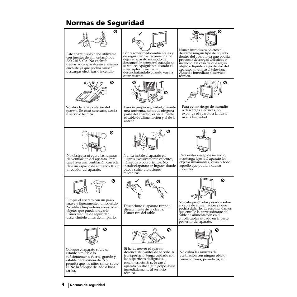 Normas de seguridad | Sony KZ-32TS1E User Manual | Page 69 / 135
