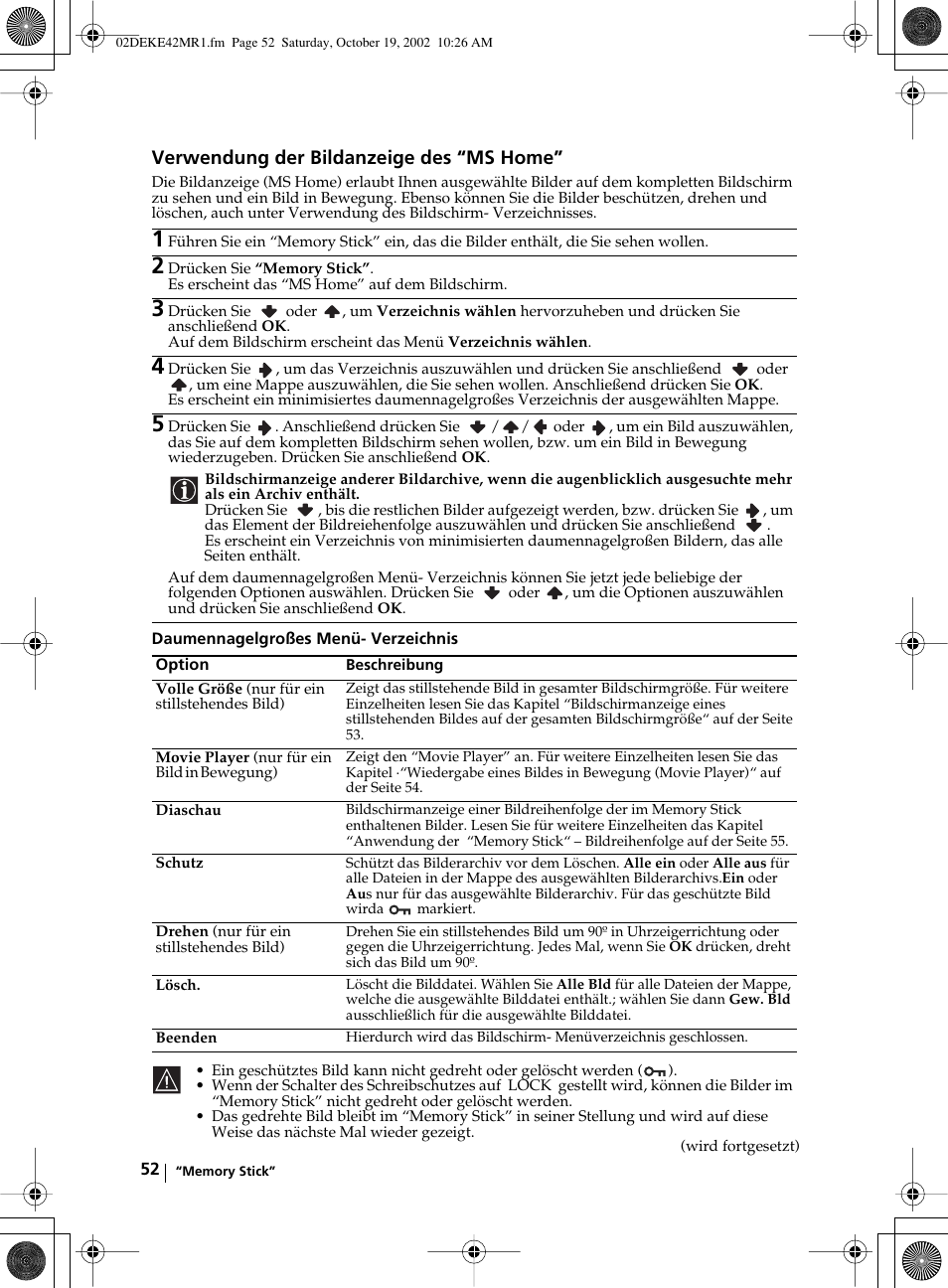 Verwendung der bildanzeige des “ms home | Sony KE-42MR1 User Manual | Page 128 / 305