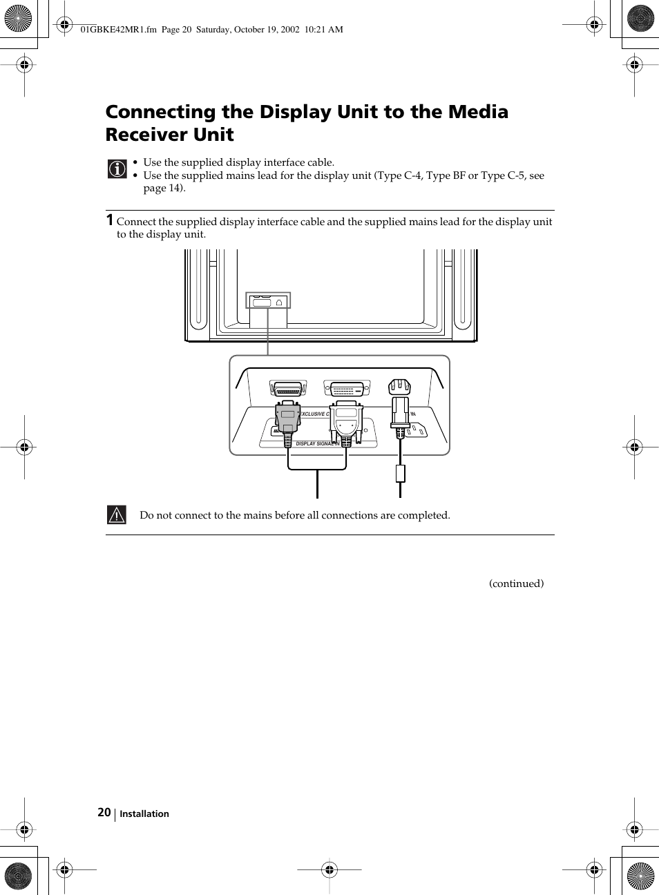 Sony KE-42MR1 User Manual | Page 20 / 305