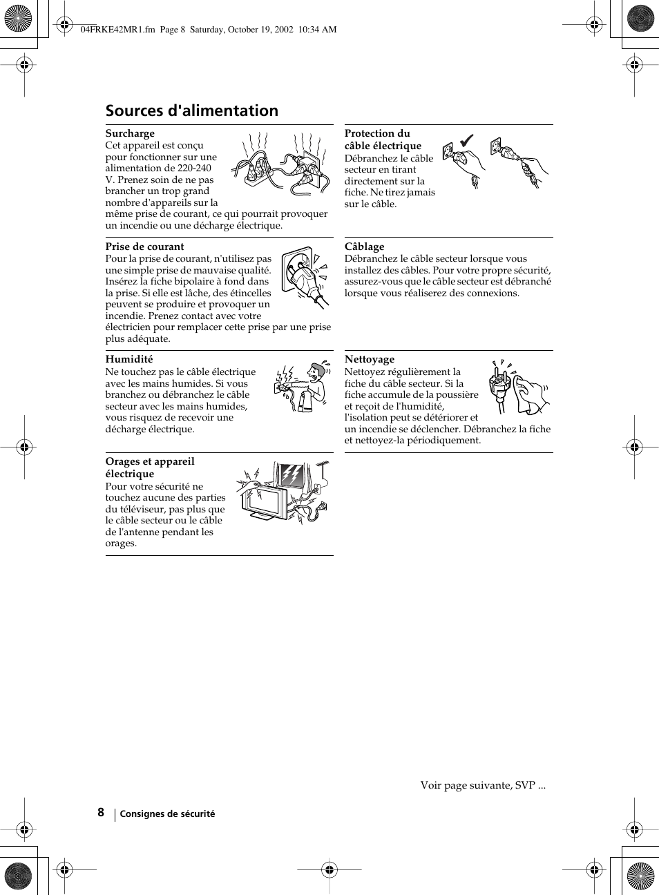 Sources d'alimentation | Sony KE-42MR1 User Manual | Page 234 / 305