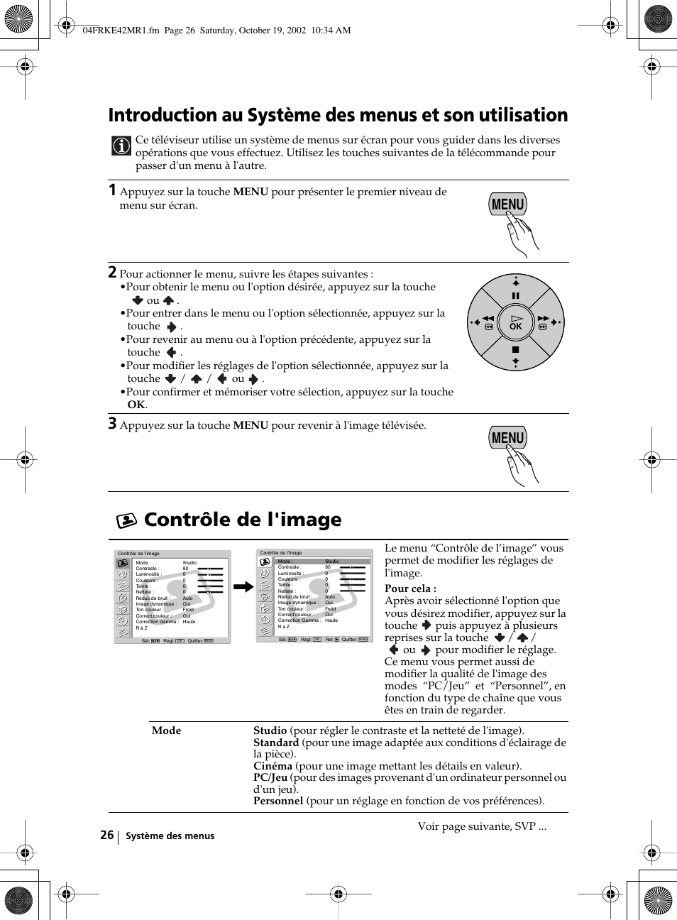 Menu | Sony KE-42MR1 User Manual | Page 252 / 305