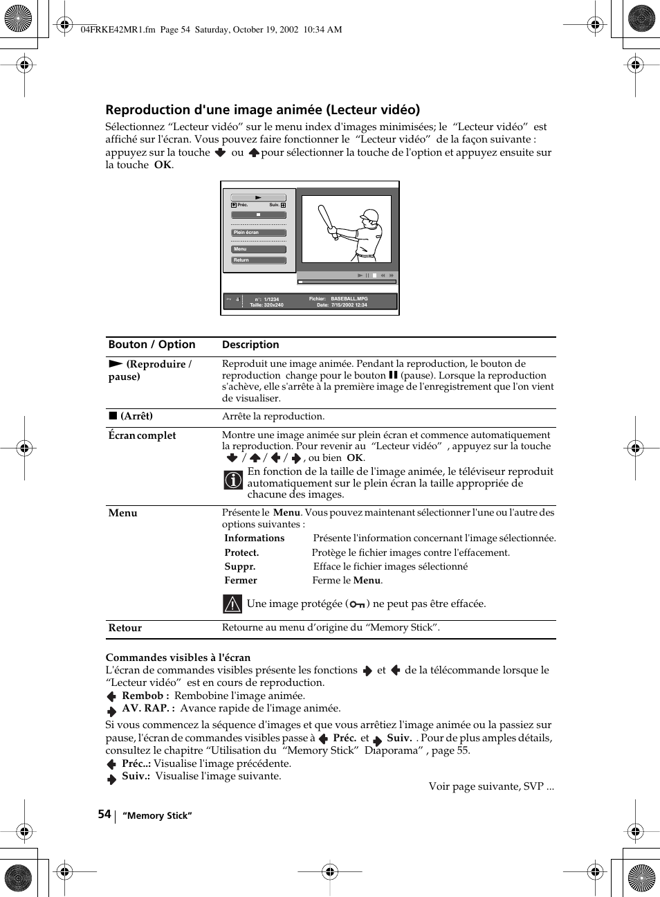 Reproduction d'une image animée (lecteur vidéo) | Sony KE-42MR1 User Manual | Page 280 / 305
