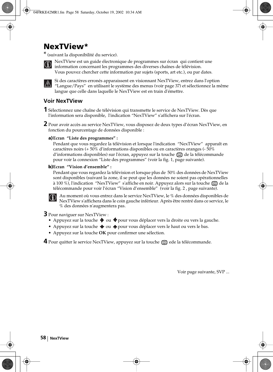 Nextview | Sony KE-42MR1 User Manual | Page 284 / 305