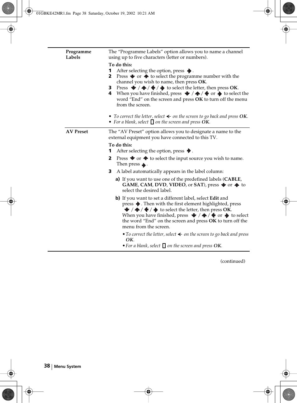 Sony KE-42MR1 User Manual | Page 38 / 305