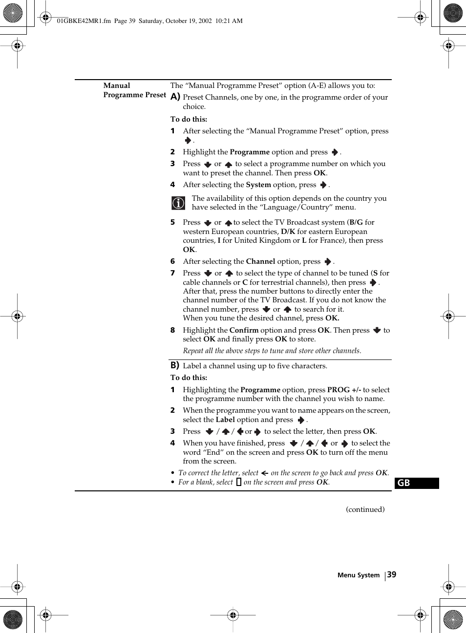 Sony KE-42MR1 User Manual | Page 39 / 305