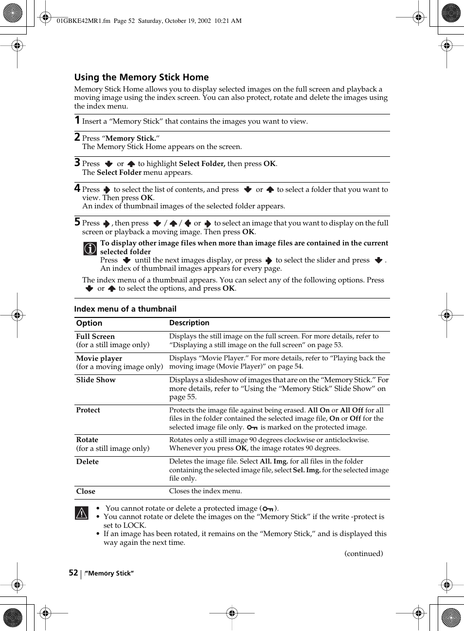 Sony KE-42MR1 User Manual | Page 52 / 305