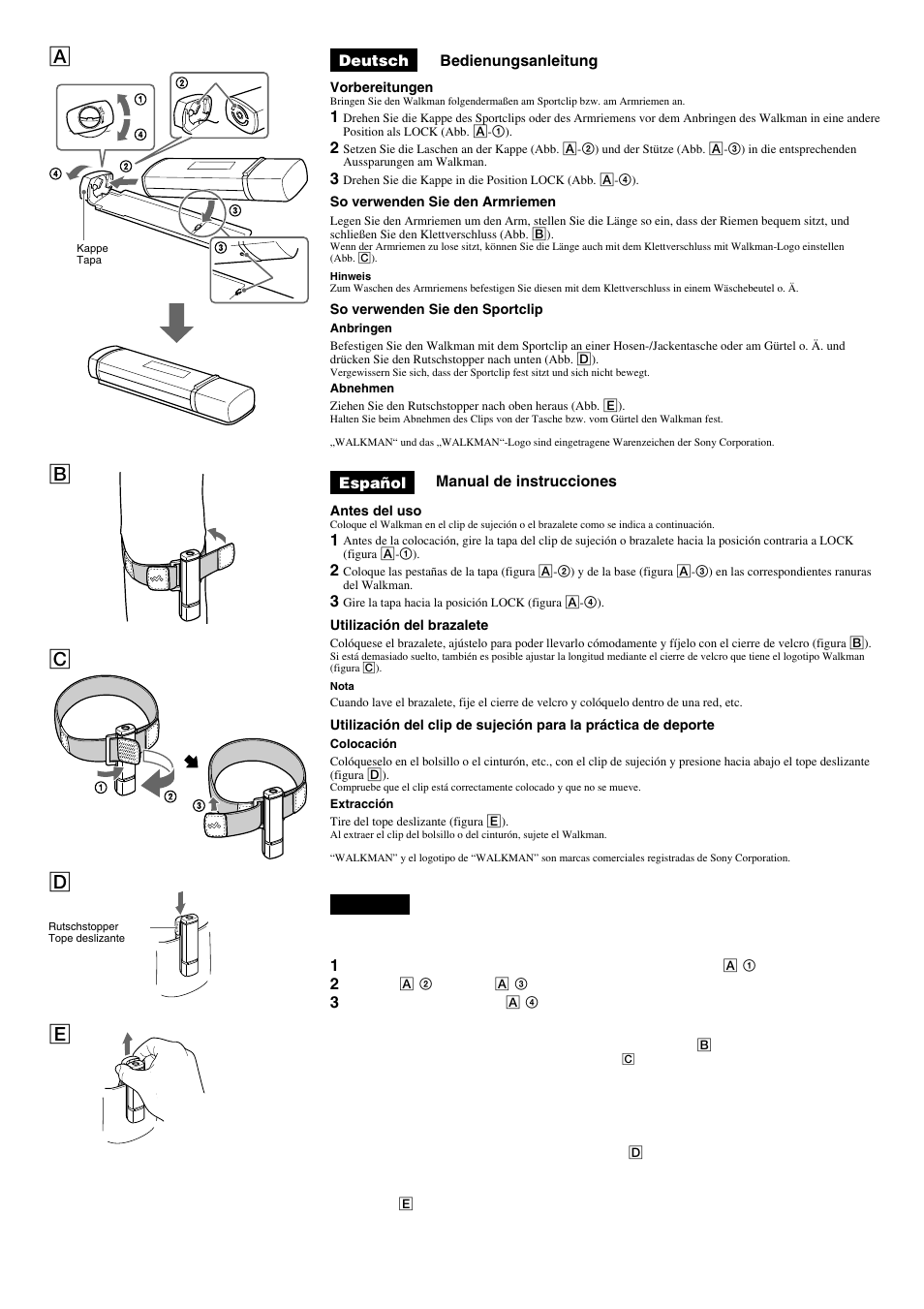 Ab c d e | Sony CKA-NWE010K User Manual | Page 2 / 2