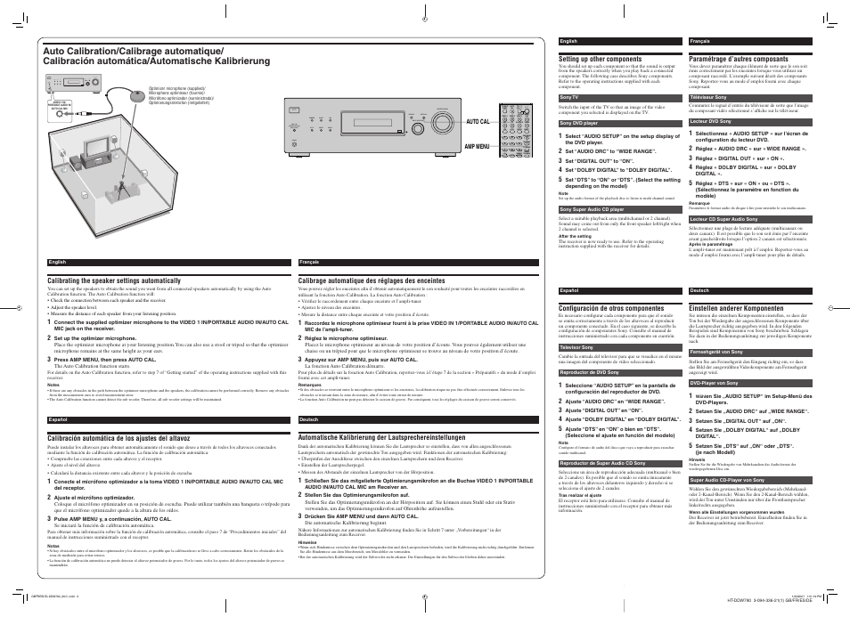 0/10 enter, Dimmer sleep 2ch display master volume auto cal | Sony HT-DDW790 User Manual | Page 2 / 2