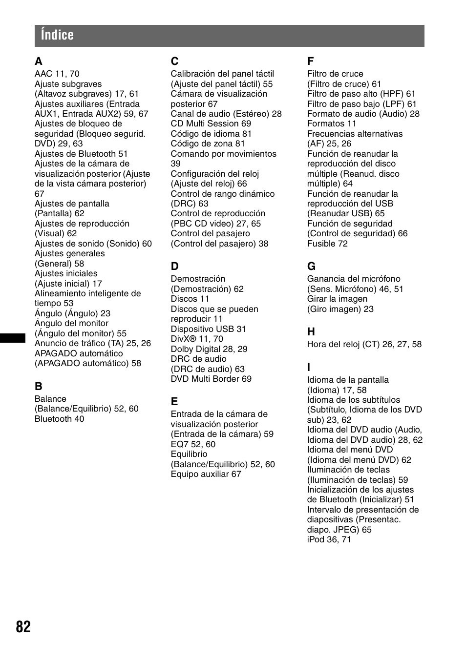 Índice | Sony XNV-660BT User Manual | Page 160 / 248