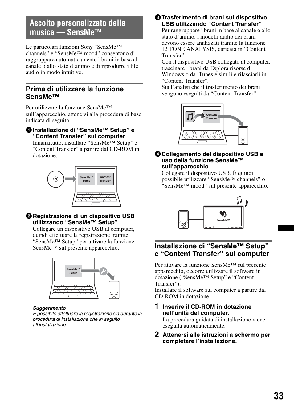 Ascolto personalizzato della musica - sensme, Prima di utilizzare la funzione sensme, Ascolto personalizzato della musica — sensme | Sony XNV-660BT User Manual | Page 193 / 248