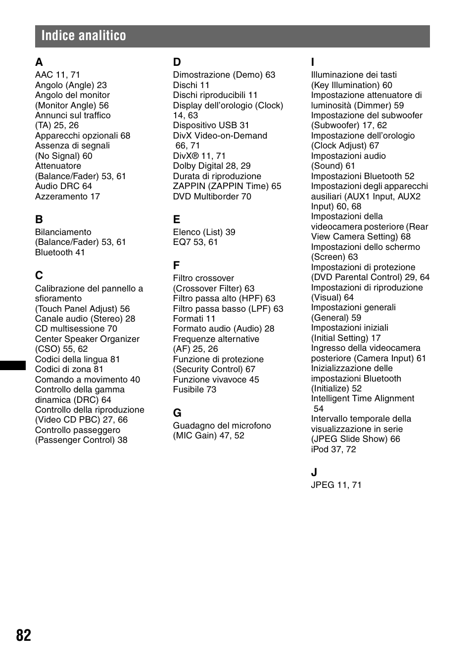 Indice analitico | Sony XNV-660BT User Manual | Page 242 / 248