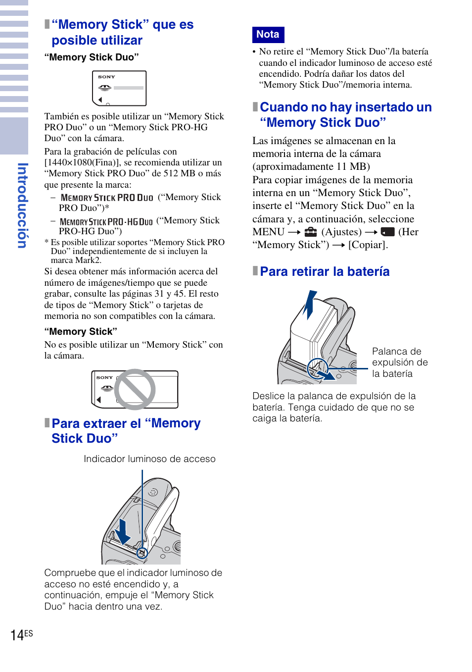 Xpara retirar la batería | Sony DSC-HX1 User Manual | Page 88 / 151