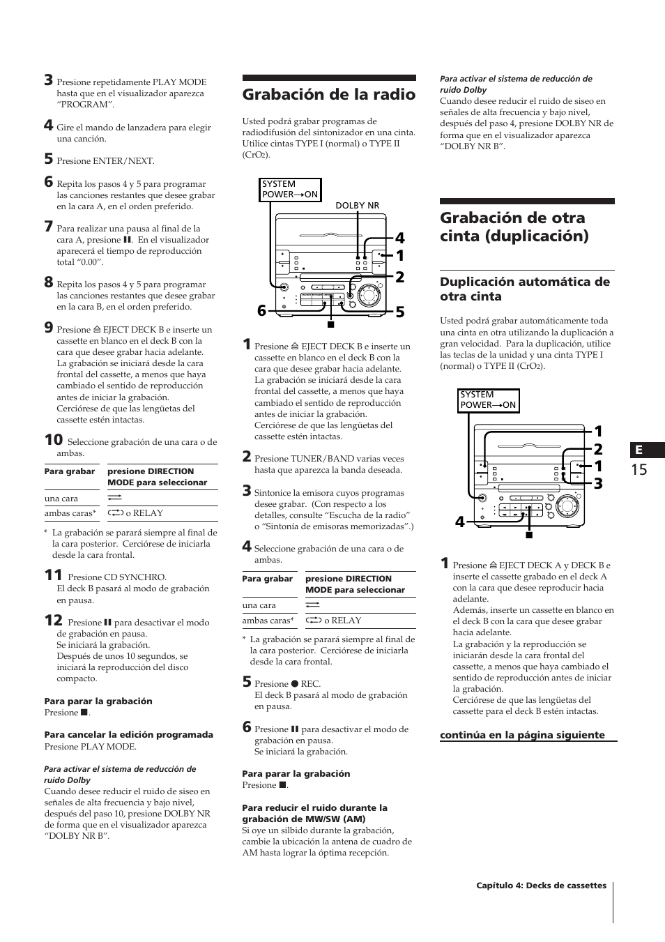Grabación de la radio, Grabación de otra cinta (duplicación) | Sony CHC-P33D User Manual | Page 63 / 97