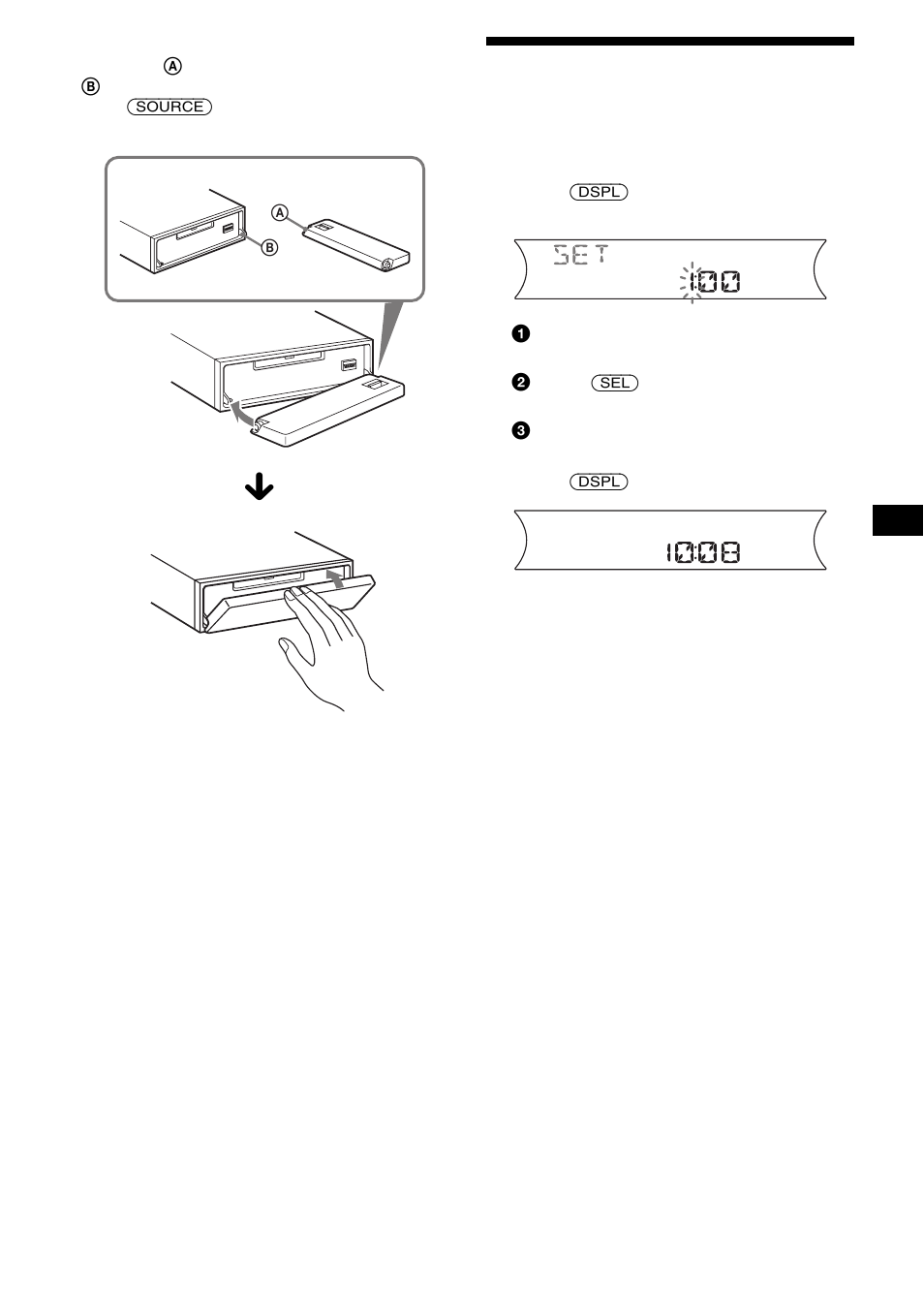 Setting the clock | Sony MDX-F5800 User Manual | Page 9 / 84