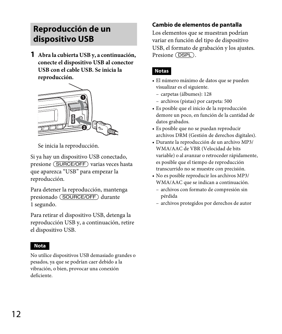 Reproducción de un dispositivo usb | Sony DSX-A30 User Manual | Page 32 / 48